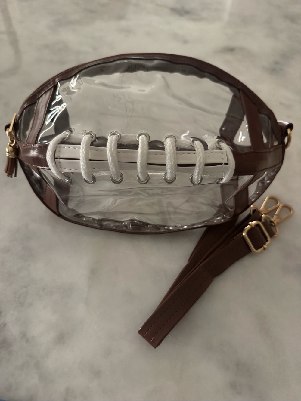 Clear Football Crossbody Bag - Picture 3 of 4